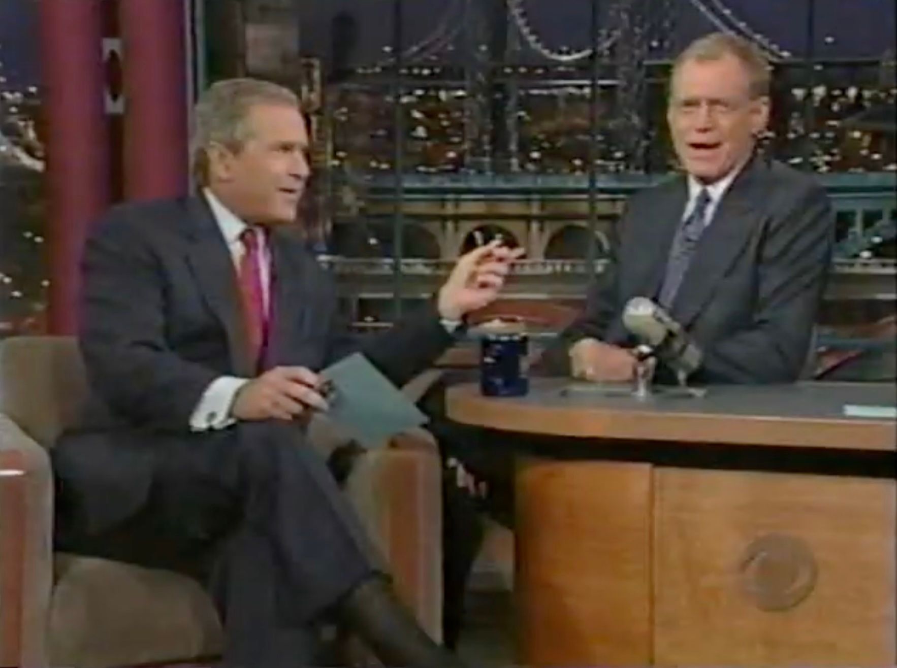George W. Bush appearing with David Letterman