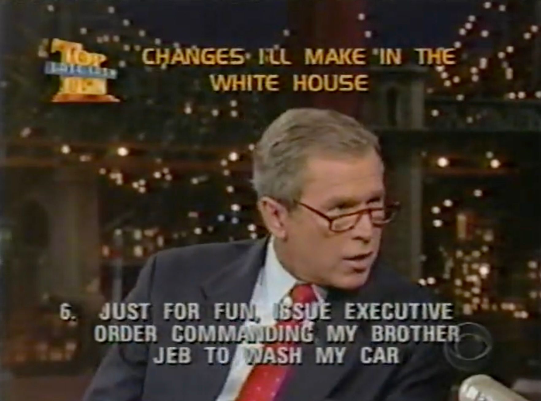 George W. Bush reading a Top 10 list on Letterman