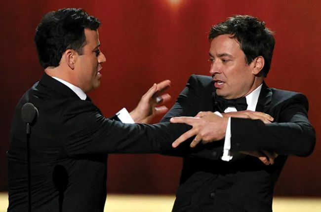 Jimmy Fallon and Jimmy Kimmel onstage together