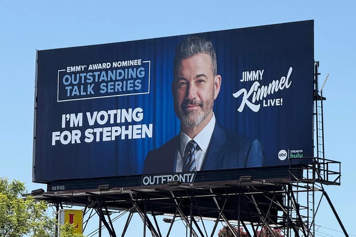 Jimmy Kimmel Live billboard joking about voting for Stephen Colbert
