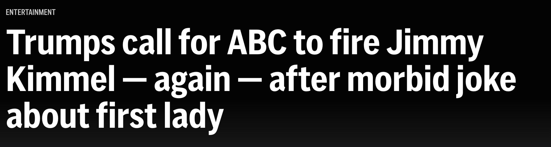 Headline about Trump calling for ABC to fire Jimmy Kimmel